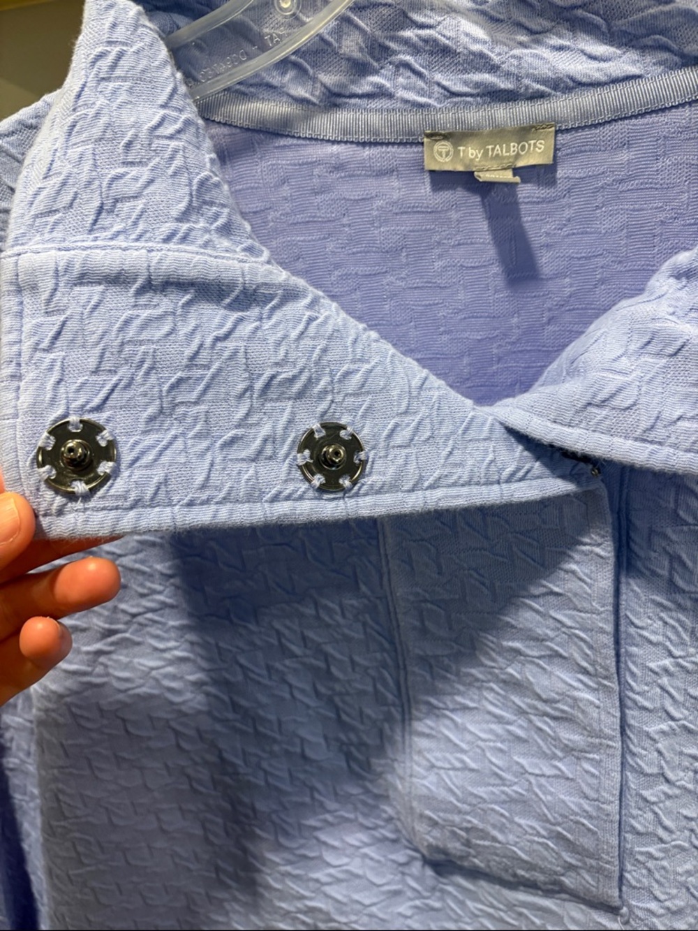 Talbots Light Blue Textured Drawstring Pullover Jacket - Picture 4 of 7